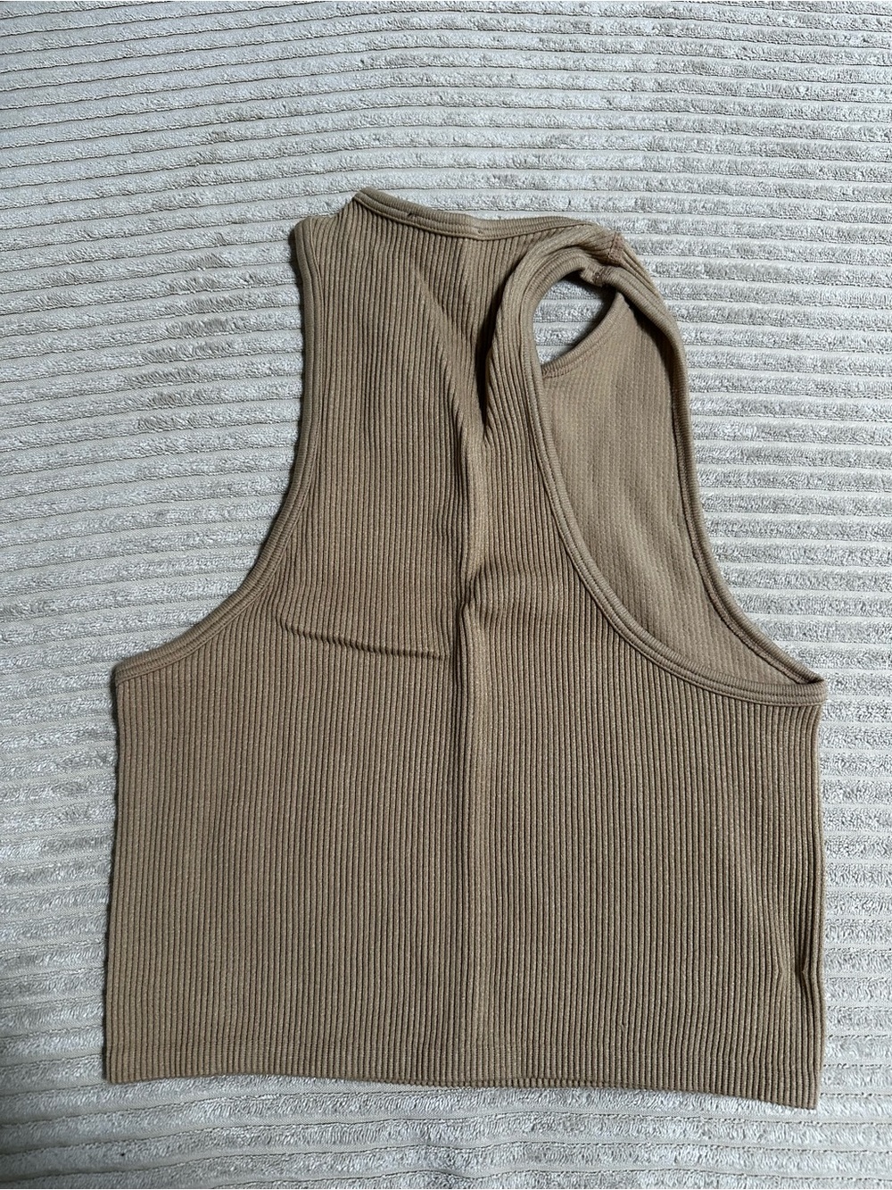 Zara Beige Ribbed Racerback Tank Top - Picture 2 of 2